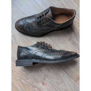 Frye Paul Brogue Wingtip Oxford Leather Dress Shoes Mens 8.5 Distressed Black